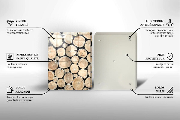 Placă sticla protectie aragaz Trunchiuri de copaci din lemn