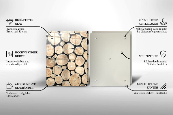 Placă sticla protectie aragaz Trunchiuri de copaci din lemn