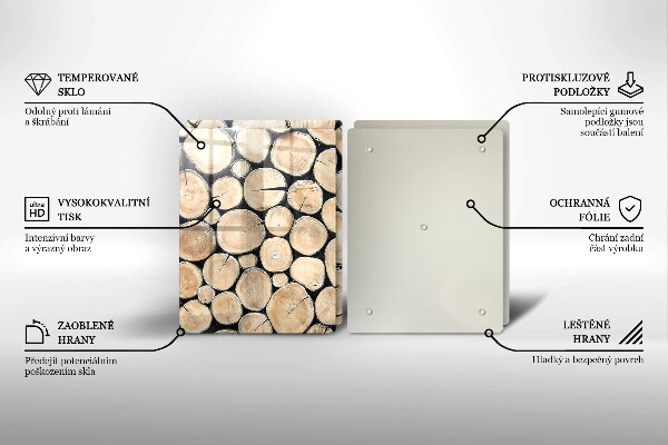 Placă sticla protectie aragaz Trunchiuri de copaci din lemn