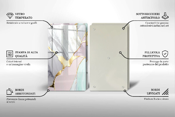 Placă din sticla protectie perete Marmură pastel