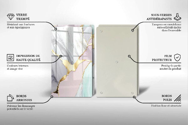 Placă din sticla protectie perete Marmură pastel