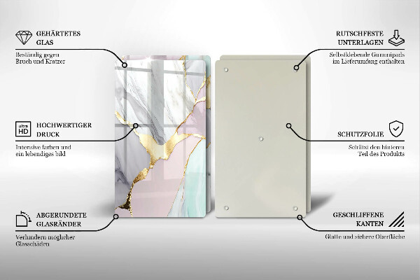 Placă din sticla protectie perete Marmură pastel