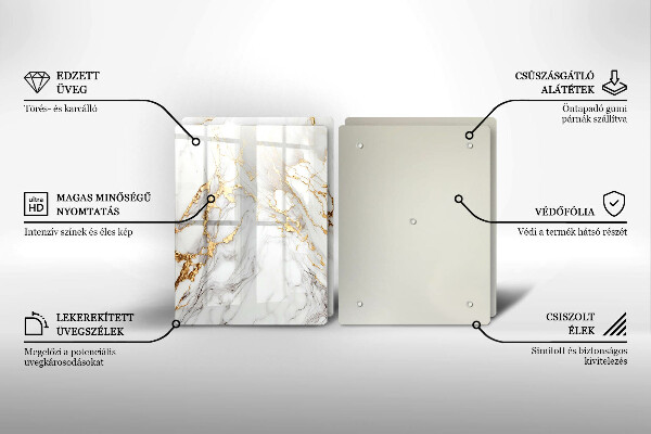 Placă din sticla protectie perete Marmură ușoară cu aur