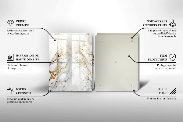 Placă din sticla protectie perete Marmură ușoară cu aur