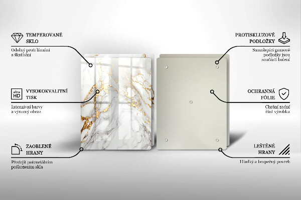 Placă din sticla protectie perete Marmură ușoară cu aur