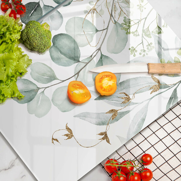 Placă din sticla protectie perete Plante pictate