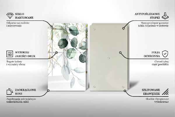 Placă din sticla protectie perete Plante pictate