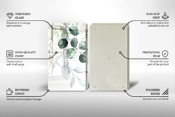 Placă din sticla protectie perete Plante pictate