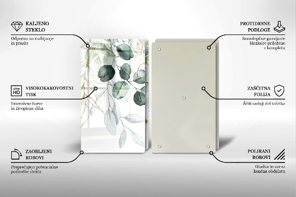 Placă din sticla protectie perete Plante pictate