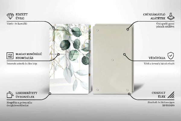 Placă din sticla protectie perete Plante pictate