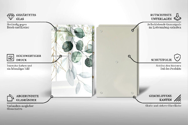 Placă din sticla protectie perete Plante pictate