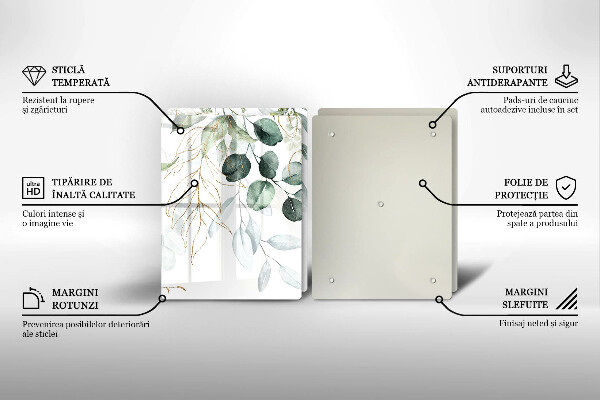 Placă din sticla protectie perete Plante pictate