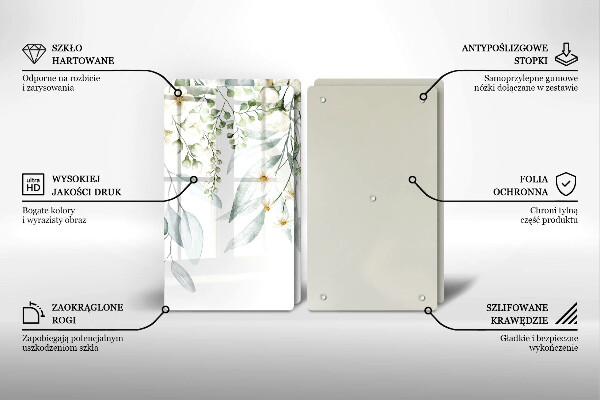 Placă din sticla protectie perete Plante acuarela