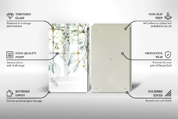 Placă din sticla protectie perete Plante acuarela