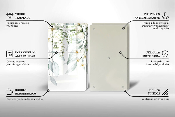 Placă din sticla protectie perete Plante acuarela