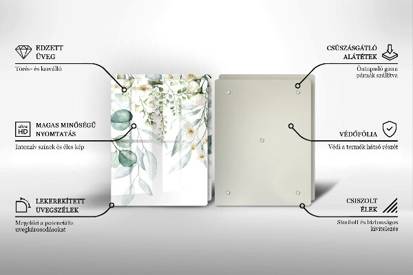 Placă din sticla protectie perete Plante acuarela