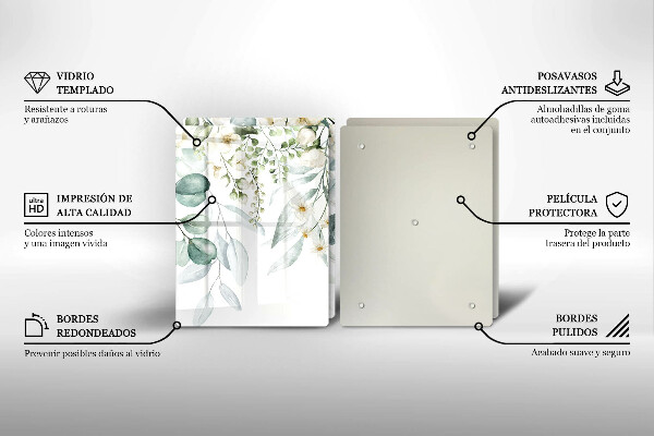 Placă din sticla protectie perete Plante acuarela