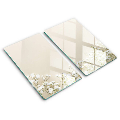 Placă din sticla protectie perete Flori boho din ipsos