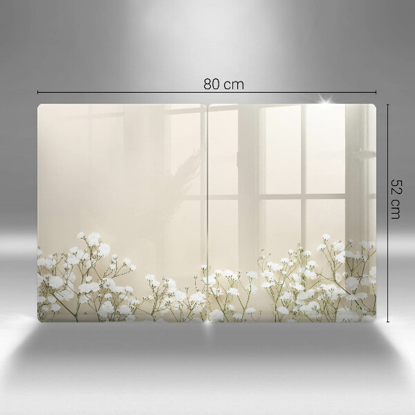 Placă din sticla protectie perete Flori boho din ipsos