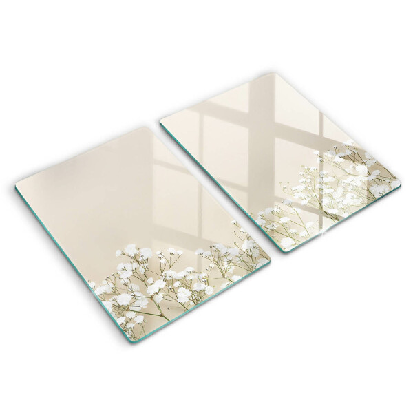 Placă din sticla protectie perete Flori boho din ipsos