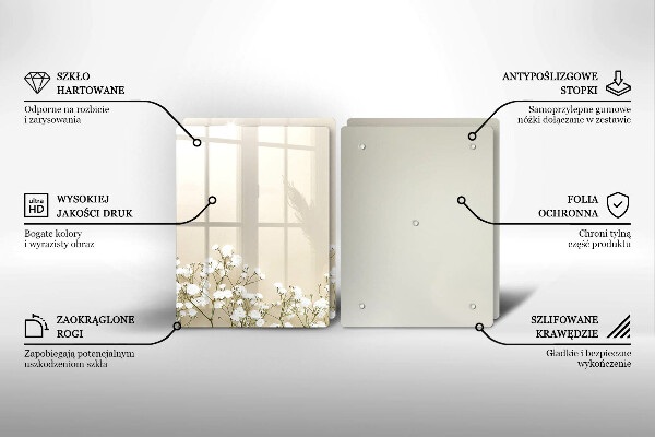 Placă din sticla protectie perete Flori boho din ipsos