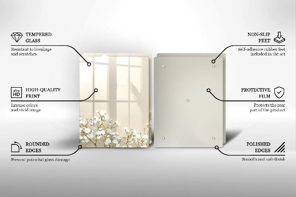 Placă din sticla protectie perete Flori boho din ipsos