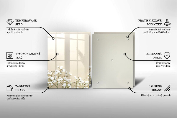 Placă din sticla protectie perete Flori boho din ipsos