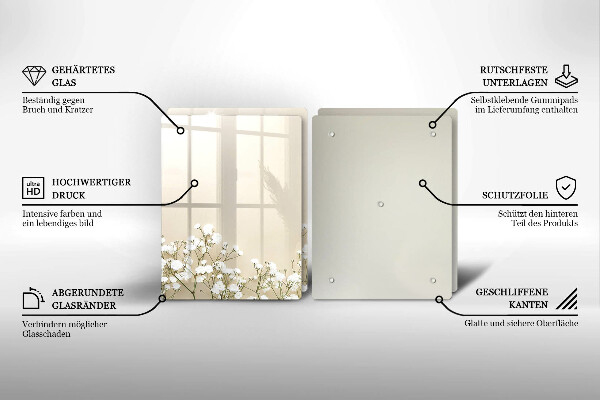 Placă din sticla protectie perete Flori boho din ipsos