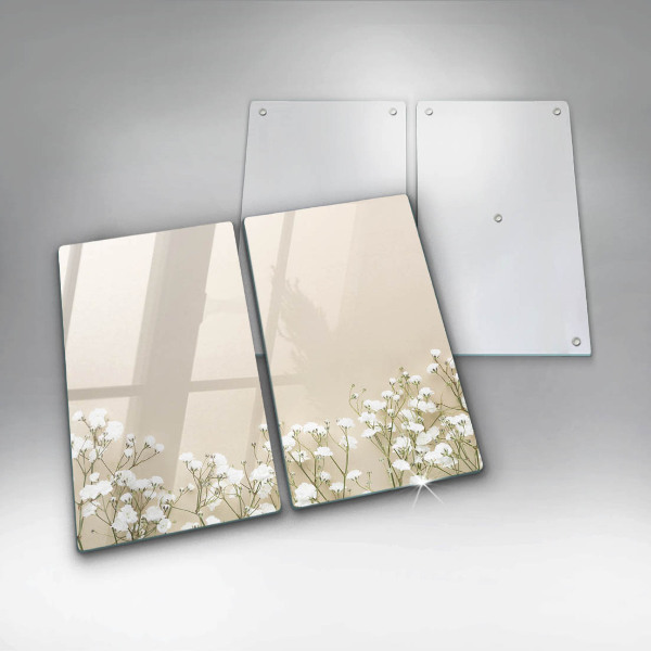 Placă din sticla protectie perete Flori boho din ipsos
