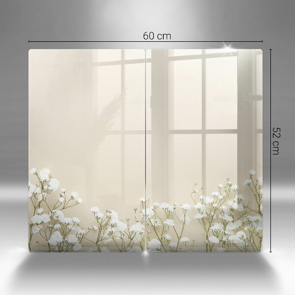 Placă din sticla protectie perete Flori boho din ipsos