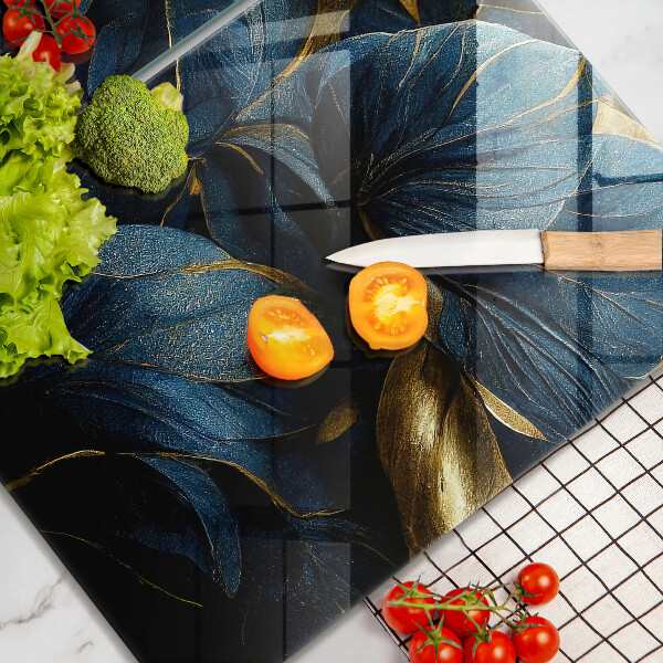 Placă din sticla protectie perete Frunze decorative cu aur