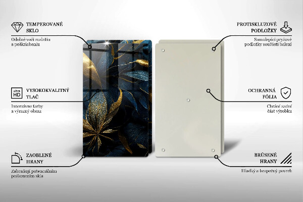 Placă din sticla protectie perete Frunze decorative cu aur