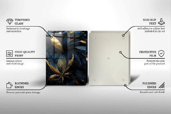 Placă din sticla protectie perete Frunze decorative cu aur