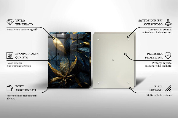 Placă din sticla protectie perete Frunze decorative cu aur