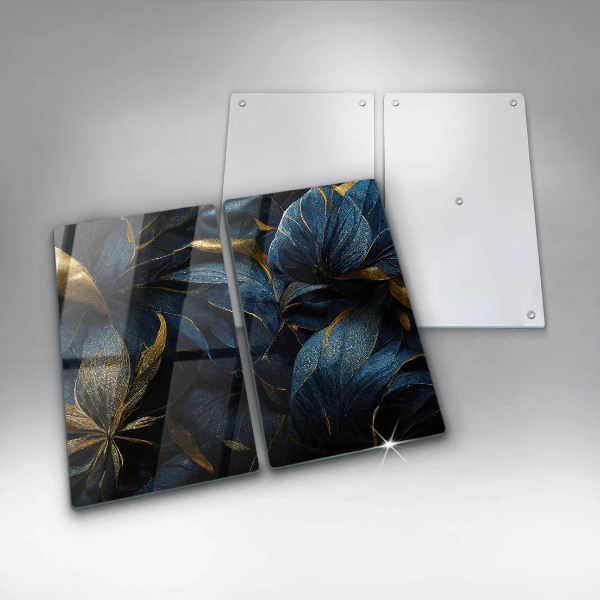 Placă din sticla protectie perete Frunze decorative cu aur