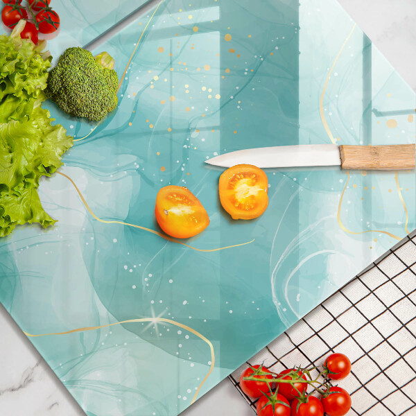 Placă din sticla protectie perete Abstracția albastră și aurie