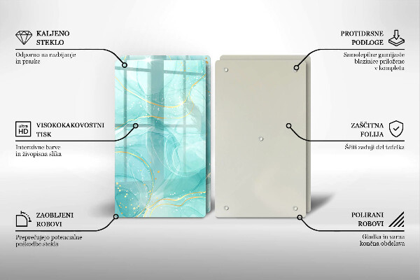 Placă din sticla protectie perete Abstracția albastră și aurie