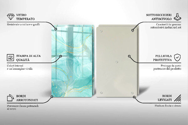 Placă din sticla protectie perete Abstracția albastră și aurie