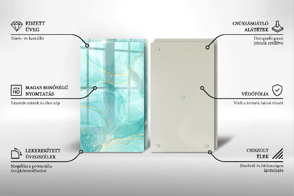 Placă din sticla protectie perete Abstracția albastră și aurie