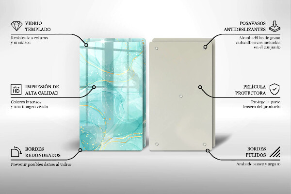 Placă din sticla protectie perete Abstracția albastră și aurie