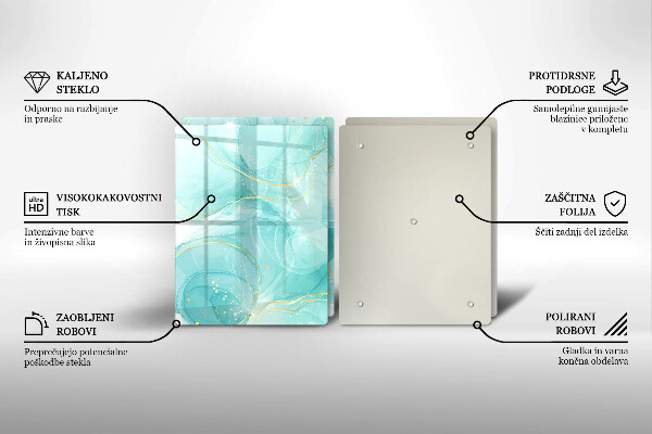 Placă din sticla protectie perete Abstracția albastră și aurie