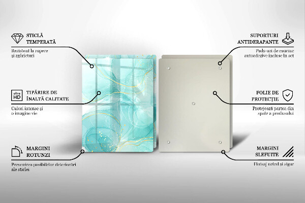 Placă din sticla protectie perete Abstracția albastră și aurie