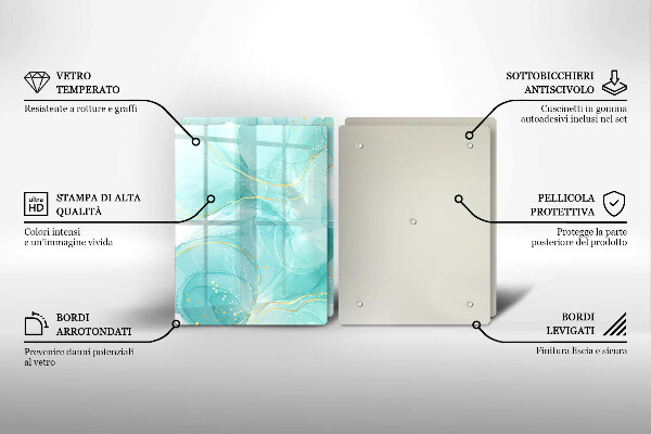 Placă din sticla protectie perete Abstracția albastră și aurie