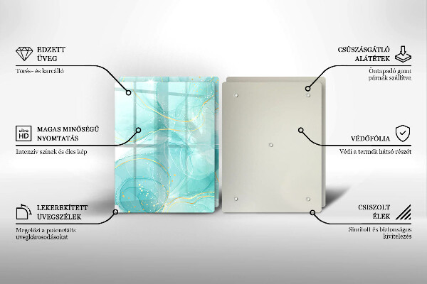 Placă din sticla protectie perete Abstracția albastră și aurie