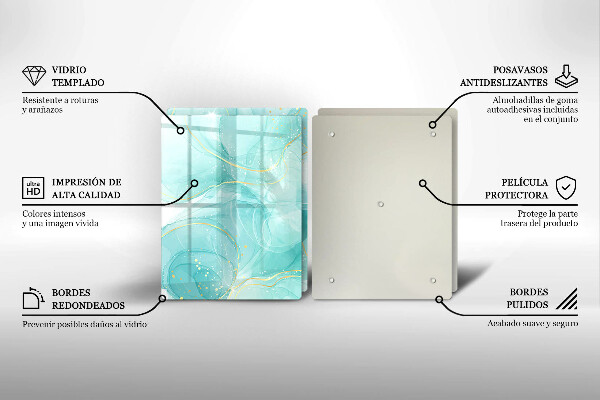 Placă din sticla protectie perete Abstracția albastră și aurie