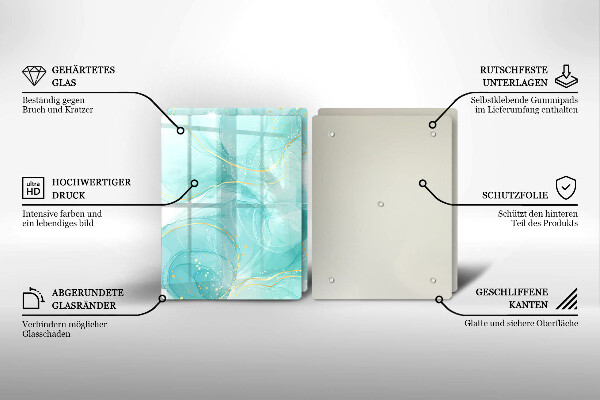 Placă din sticla protectie perete Abstracția albastră și aurie