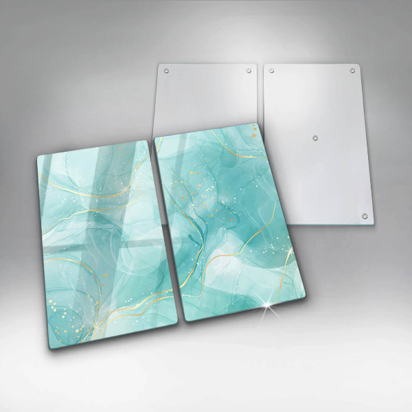 Placă din sticla protectie perete Abstracția albastră și aurie
