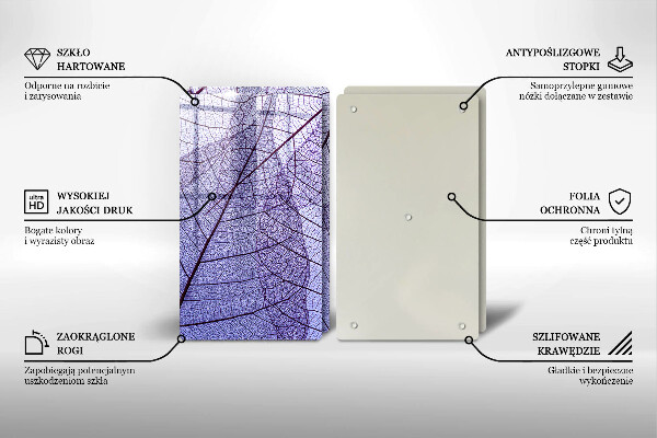 Placă din sticla protectie perete Frunze cu vene