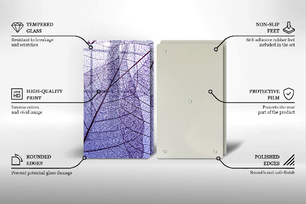 Placă din sticla protectie perete Frunze cu vene