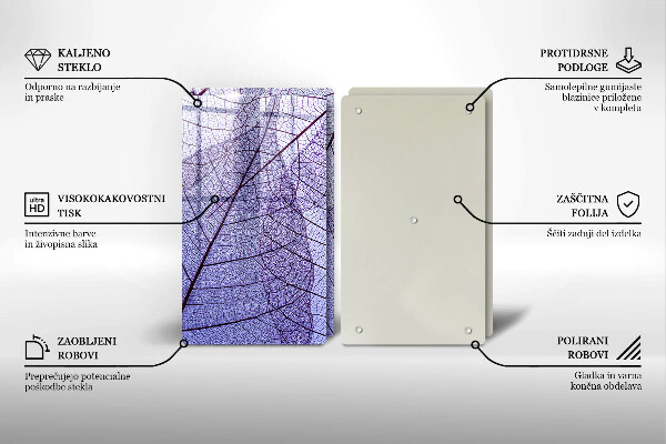 Placă din sticla protectie perete Frunze cu vene